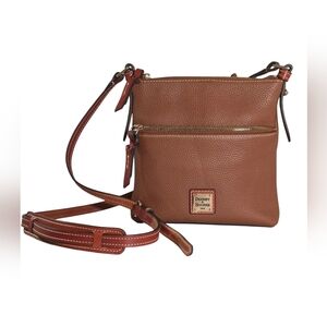 Dooney & Bourke Pebble Leather Crossbody Letter Carrier in Caramel